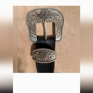 Authentic Harley-Davidson® Black Quality Leather Belt Silver Tone Buckle